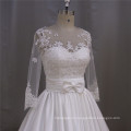 Длинный рукав атласная свадебное платье с замыкающими